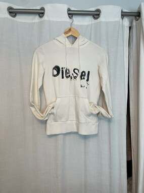 Diesel Vintage Distressed Spellout Print Hoodie Sweatshirt Cream Size XS
Y2K gru